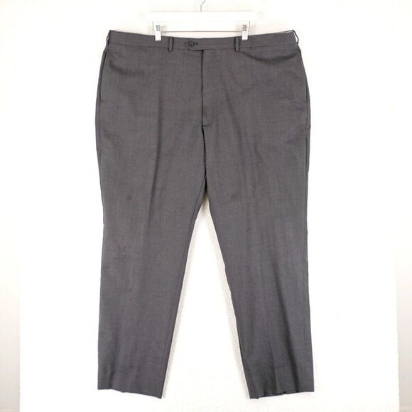 Pronto Uomo Couture Wool Gray Flat Front High Rise Dress Pants 47/33 Lined Parti - Picture 1 of 8